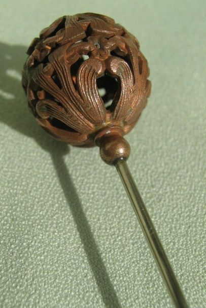 Antique Copper Filigree Hatpin Antique Copper Filigree Hatpin