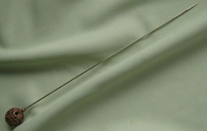 Antique Copper Filigree Hatpin Antique Copper Filigree Hatpin