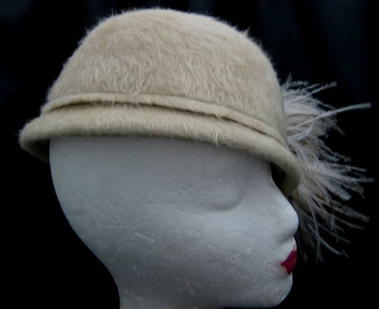 Merrimac Merri-Soie Felt and Ostrich Feather Hat Merrimac Merri-Soie Felt and Ostrich Feather Hat