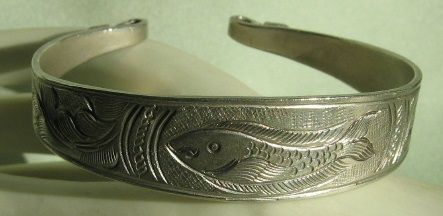 Vintage Forged & Stamped "Fish" Bracelet Vintage Forged & Stamped "Fish" Bracelet
