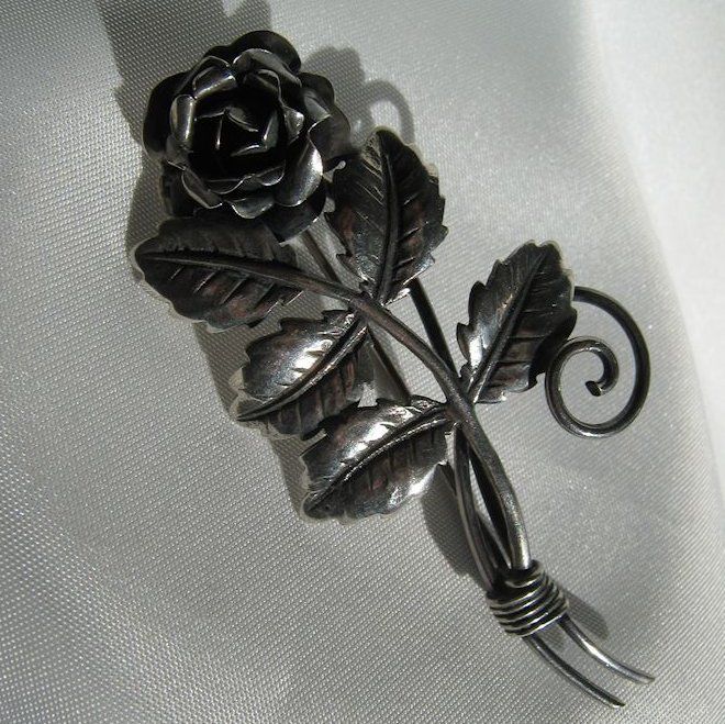 Large Sterling Silver Rose Brooch Large Sterling Silver Rose Brooch