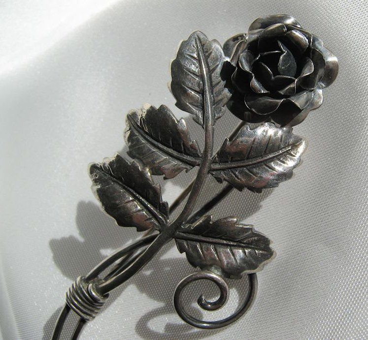 Large Sterling Silver Rose Brooch Large Sterling Silver Rose Brooch