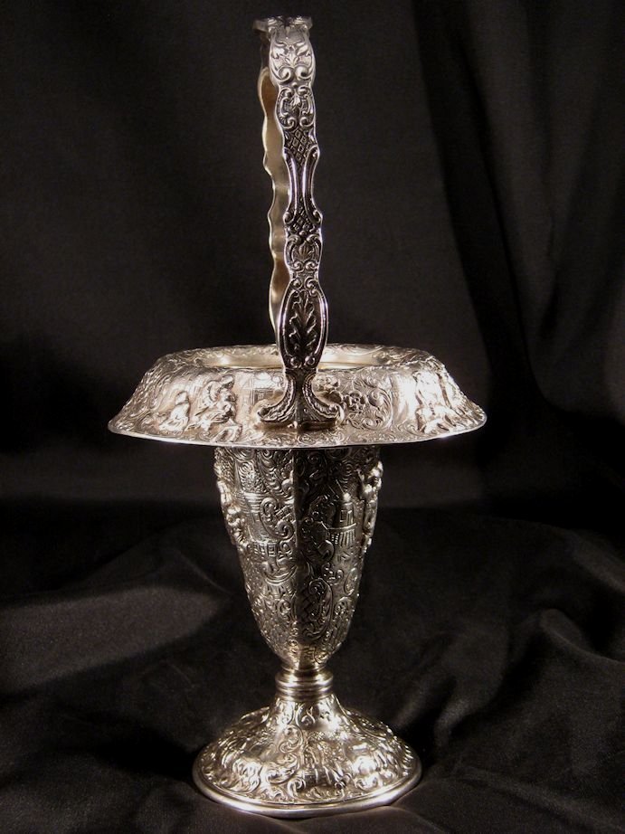 Antique Silver Brides Basket Antique Silver Brides Basket