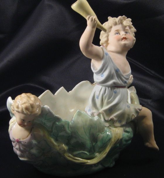 Porcelain Figural Center Piece Bowl Porcelain Figural Center Piece Bowl