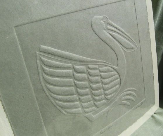 Signed Arts & Crafts Pressed Paper Pelican Signed Arts & Crafts Pressed Paper Pelican