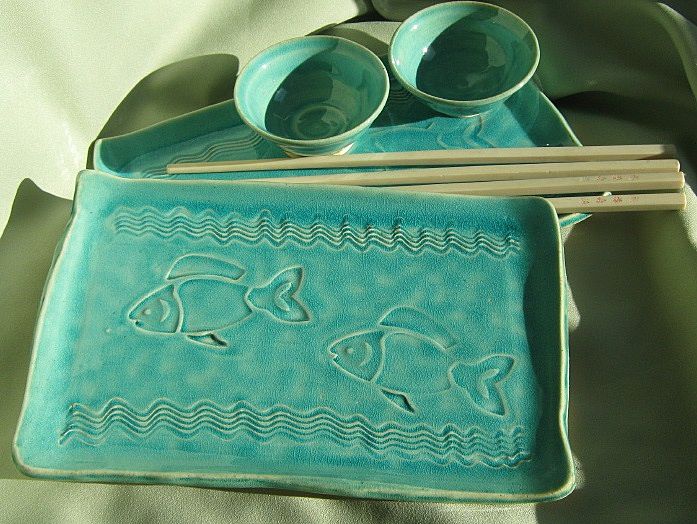 Sushi Incised Plates & Tea Cups Sushi Incised Plates & Tea Cups