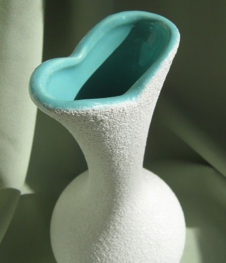 Retro Pottery Vase - Turquoise Glazed Interior Retro Pottery Vase - Turquoise Glazed Interior