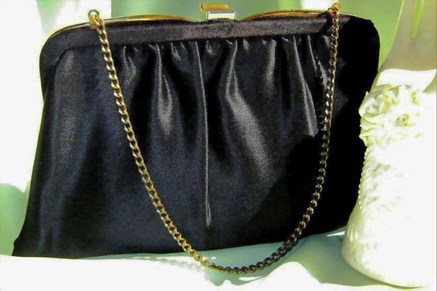 Classic Black Satin Clutch Purse by Ideal Classic Black Satin Clutch Purse by Ideal