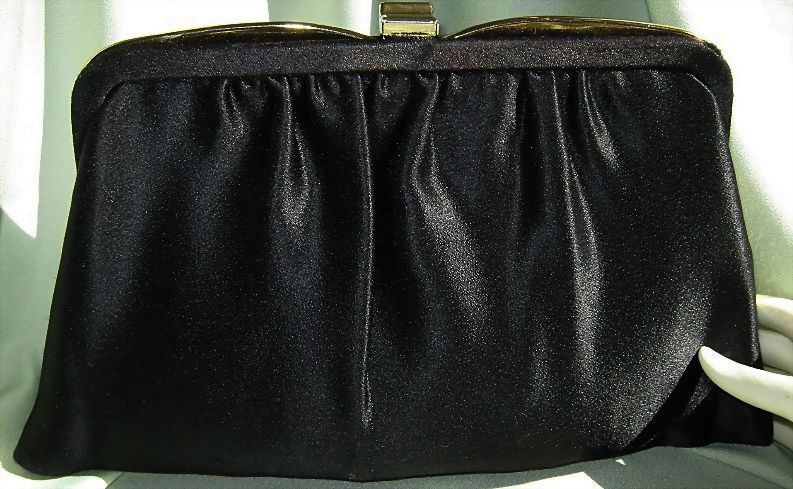 Classic Black Satin Clutch Purse by Ideal Classic Black Satin Clutch Purse by Ideal