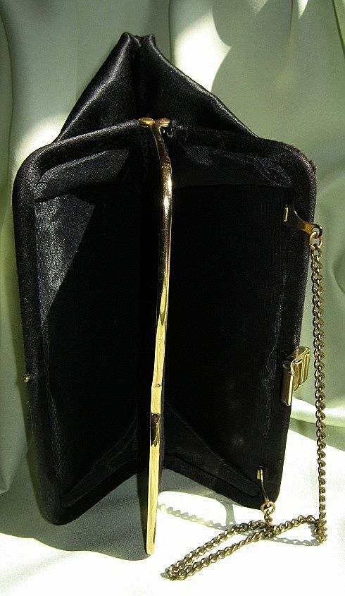 Classic Black Satin Clutch Purse by Ideal Classic Black Satin Clutch Purse by Ideal