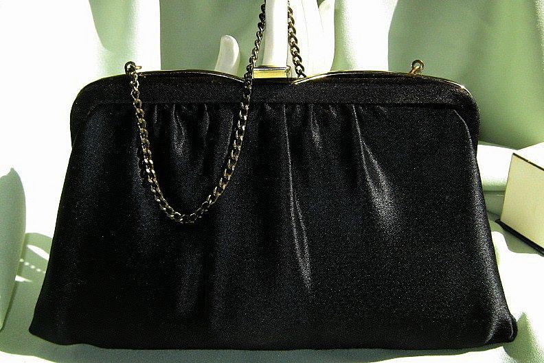 Classic Black Satin Clutch Purse by Ideal Classic Black Satin Clutch Purse by Ideal