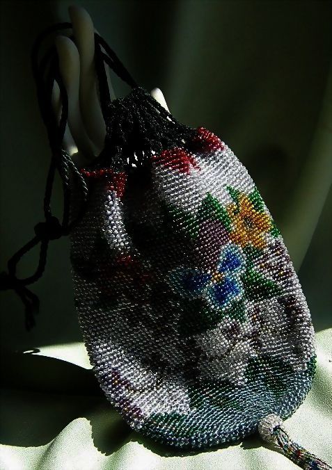 Beaded Drawstring Purse with Tassel Beaded Drawstring Purse with Tassel