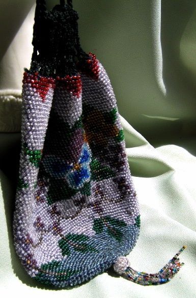 Beaded Drawstring Purse with Tassel Beaded Drawstring Purse with Tassel