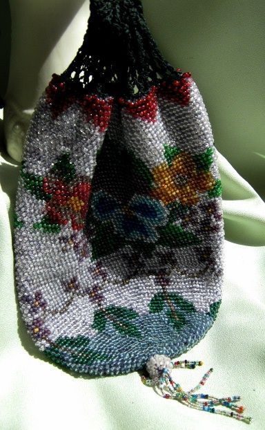 Beaded Drawstring Purse with Tassel Beaded Drawstring Purse with Tassel