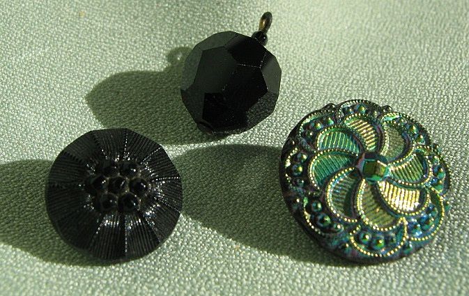 Trio of Black Glass Buttons Trio of Black Glass Buttons