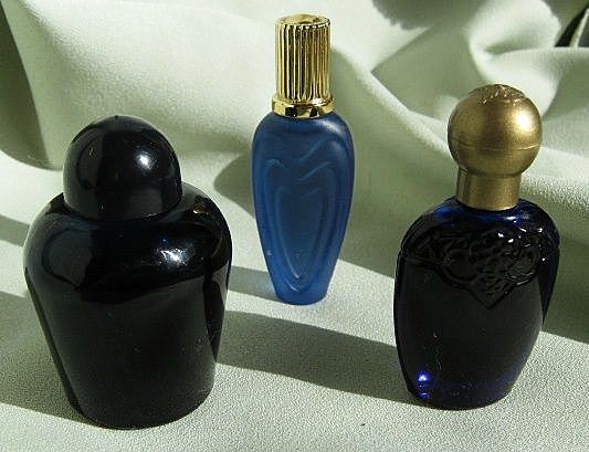 Three Cobalt Miniature Perfume Bottle Blues - Ispahan * Que Viva Escada * Mesmerize Three Cobalt Miniature Perfume Bottle Blues - Ispahan * Que Viva Escada * Mesmerize