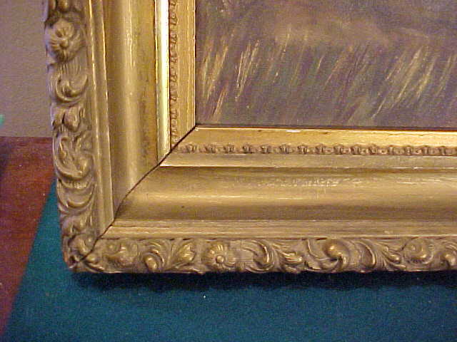 Antique Signed Gold Gild Frame River Scene Oil on Canvas Painting Antique Signed Gold Gild Frame River Scene Oil on Canvas Painting