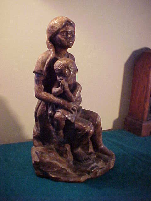 Interesting Vintage Quality Plaster Statue of Woman & Child Interesting Vintage Quality Plaster Statue of Woman & Child