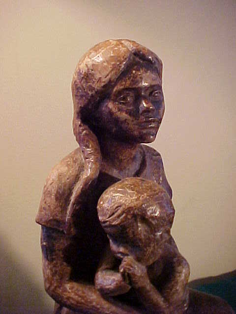 Interesting Vintage Quality Plaster Statue of Woman & Child Interesting Vintage Quality Plaster Statue of Woman & Child