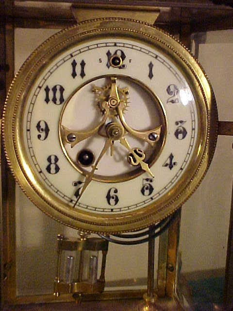 Excellent Ornate and Rare Gilbert Crystal Regulator 8-Day Clock Excellent Ornate and Rare Gilbert Crystal Regulator 8-Day Clock