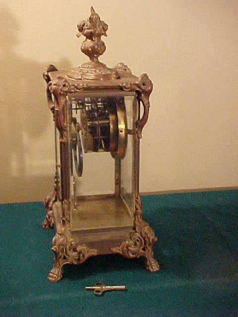 Excellent Ornate and Rare Gilbert Crystal Regulator 8-Day Clock Excellent Ornate and Rare Gilbert Crystal Regulator 8-Day Clock