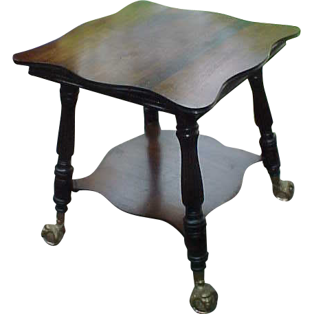 Nice Victorian Era Parlor Table w/ Northwind Extra Lg Glass Feet Nice Victorian Era Parlor Table w/ Northwind Extra Lg Glass Feet