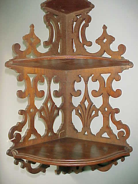 Nice Victorian 3 Level Walnut Corner Shelf Nice Victorian 3 Level Walnut Corner Shelf