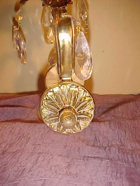 Pair of Attractive Vintage Electric Brass and Crystal Wall Sconces Pair of Attractive Vintage Electric Brass and Crystal Wall Sconces
