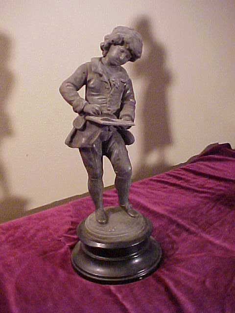 Excellent Pair of Victorian Era Pewter Statues-13" Boy & Girl Excellent Pair of Victorian Era Pewter Statues-13" Boy & Girl