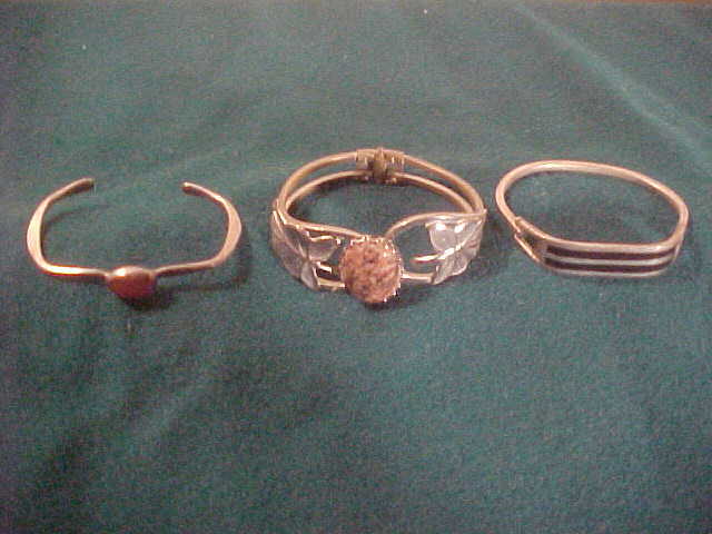 Set of 3 Silver Tone Bracelets With Various Designs Set of 3 Silver Tone Bracelets With Various Designs