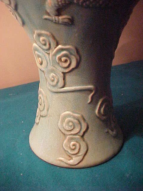 Excellent Early Jade Green Dragon Oriental 17" Vase Excellent Early Jade Green Dragon Oriental 17" Vase