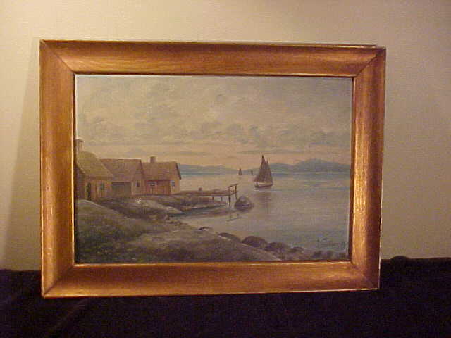 Decent Antique Signed Oil on Board Seascape Painting Decent Antique Signed Oil on Board Seascape Painting