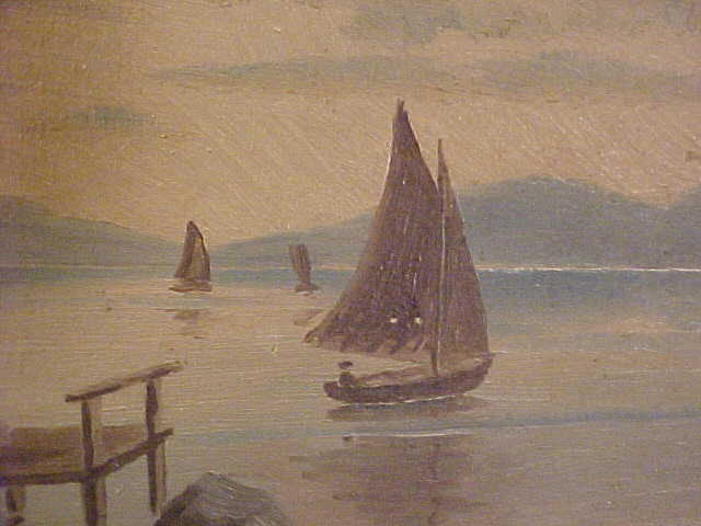 Decent Antique Signed Oil on Board Seascape Painting Decent Antique Signed Oil on Board Seascape Painting