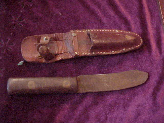 Four Vintage Hunting Knifes - Monarch, Primitive,& Unusual Handled Four Vintage Hunting Knifes - Monarch, Primitive,& Unusual Handled