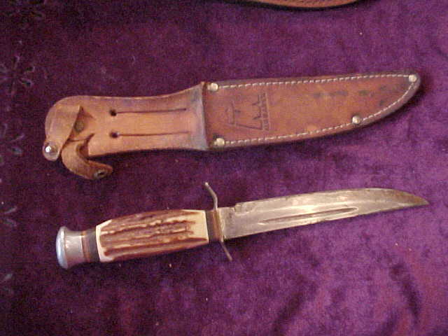 Four Vintage Hunting Knifes - Monarch, Primitive,& Unusual Handled Four Vintage Hunting Knifes - Monarch, Primitive,& Unusual Handled