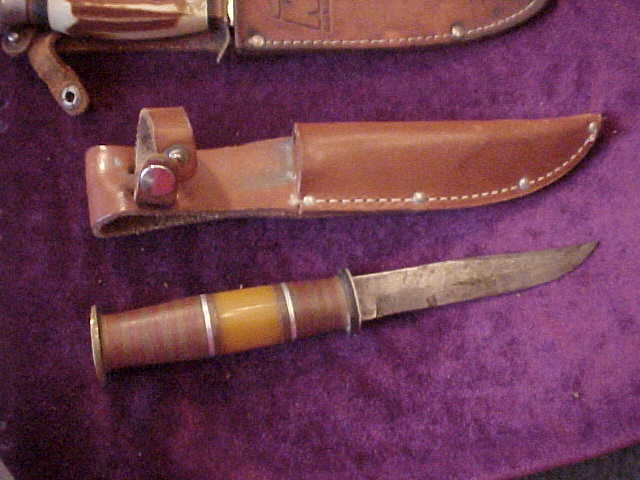 Four Vintage Hunting Knifes - Monarch, Primitive,& Unusual Handled Four Vintage Hunting Knifes - Monarch, Primitive,& Unusual Handled