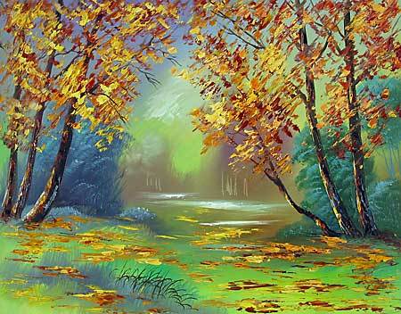 "Autumn fall of the leaves" oil painting of Siberian artist Ivan Tolstoj "Autumn fall of the leaves" oil painting of Siberian artist Ivan Tolstoj