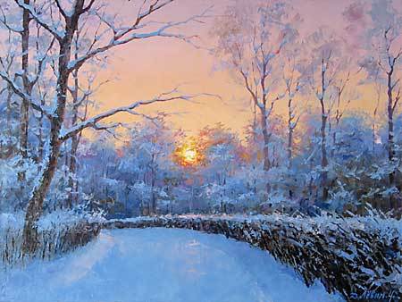 "Sunset" oil painting of D.Levin - Russian traditional school of realistic painting. "Sunset" oil painting of D.Levin - Russian traditional school of realistic painting.