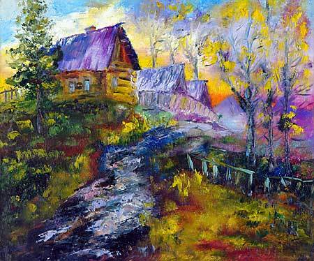 "Purple Evening " impressionism oil painting of George Velezhev. "Purple Evening " impressionism oil painting of George Velezhev.