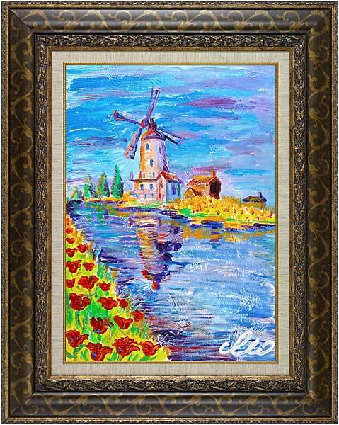 "Mill" of French artist Cleo- original painting in impressionism style. "Mill" of French artist Cleo- original painting in impressionism style.