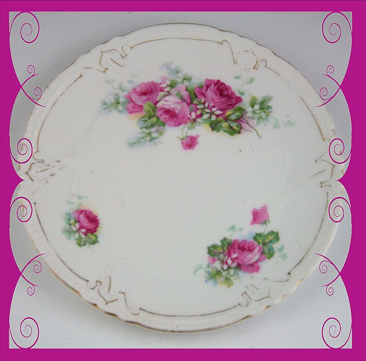 German Tea Trivet Tile with pink roses German Tea Trivet Tile with pink roses