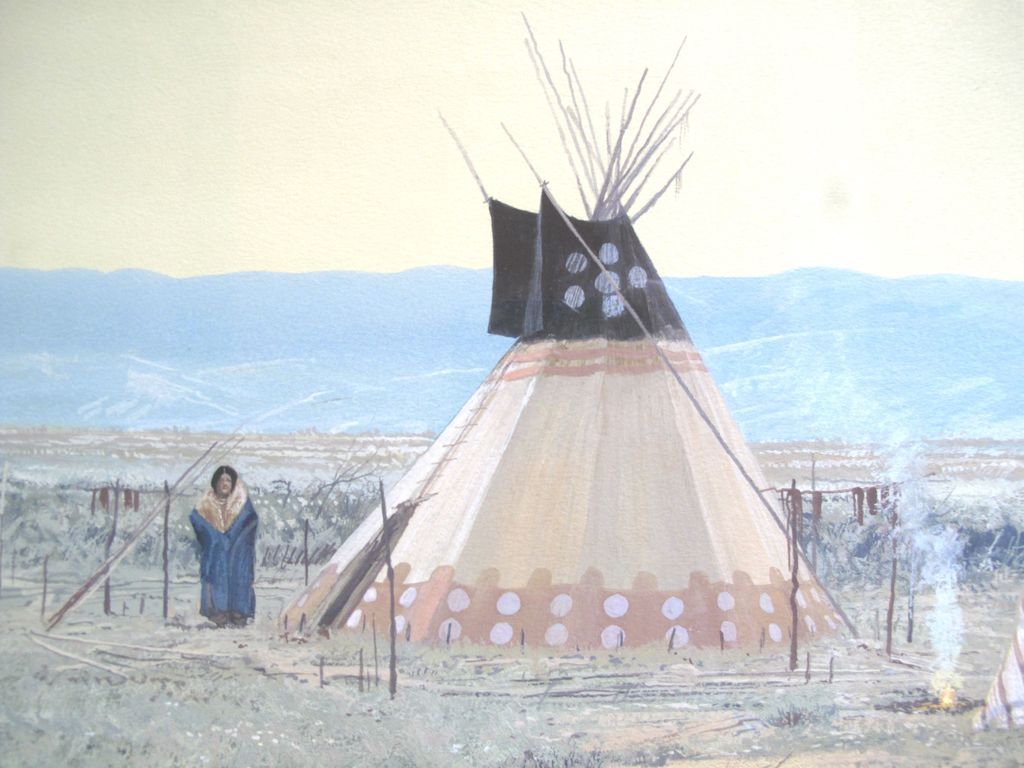 Painted Teepee Native American Art Gouache Watercolor Painting by John