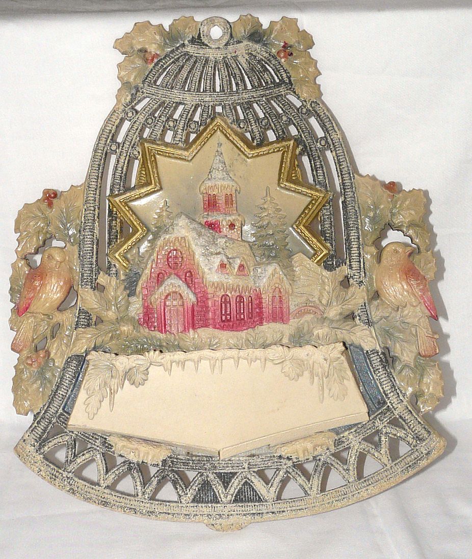 Old Die-Cut Bell Christmas card Holder Mica/glitter – Germany 1930s Excellent Old Die-Cut Bell Christmas card Holder Mica/glitter – Germany 1930s Excellent
