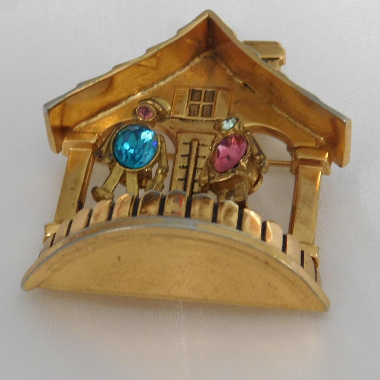 Vintage Coro 'Forecast' Weather House Pin 1947 Vintage Coro 'Forecast' Weather House Pin 1947