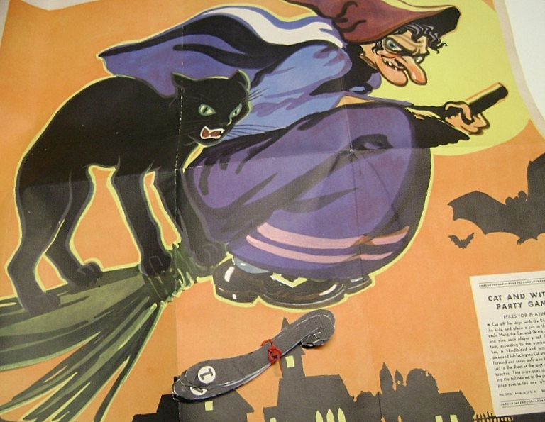 Halloween Cat & Witch Party Game – Pin the tail on the Cat! Halloween Cat & Witch Party Game – Pin the tail on the Cat!