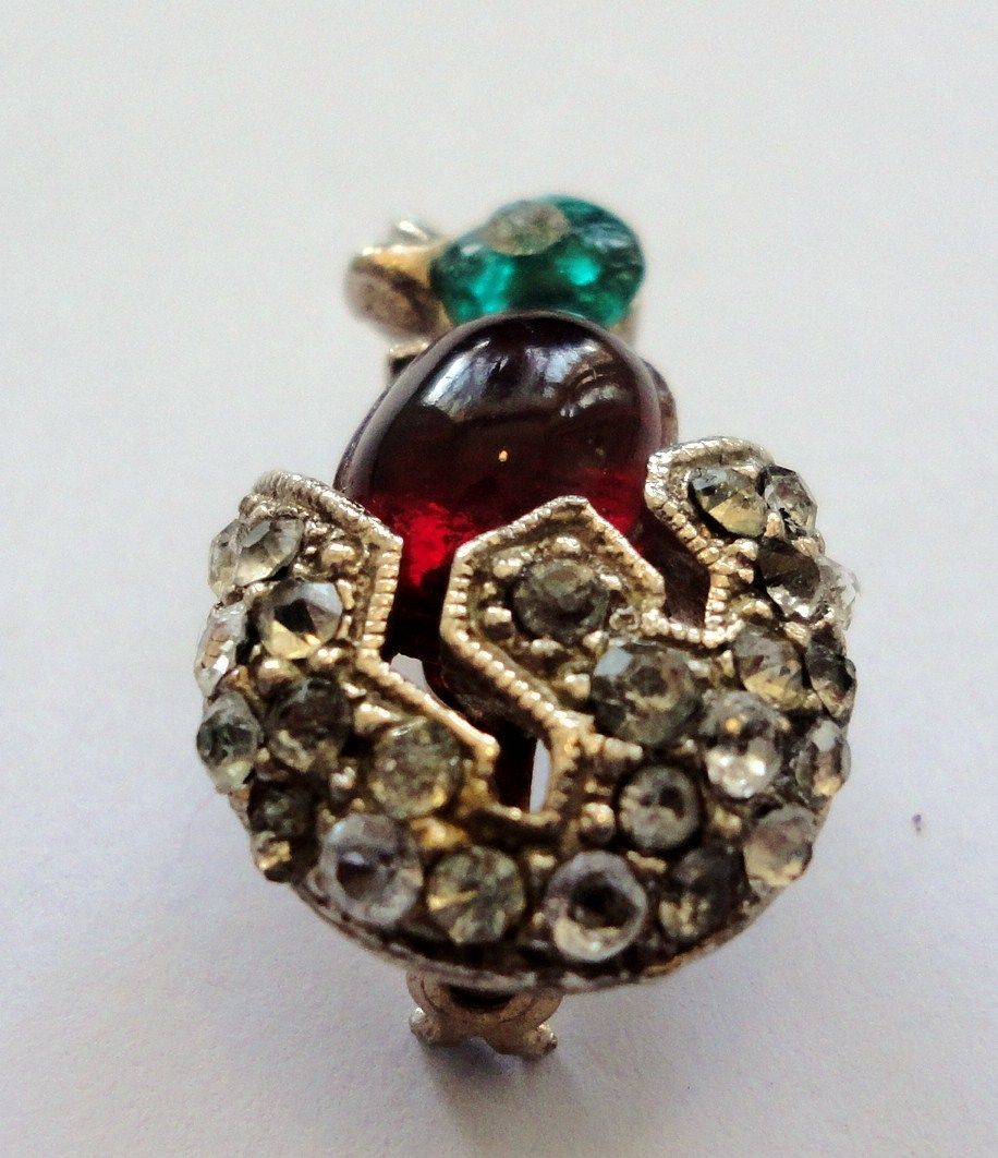 Miniature Jelly Belly Cabochon Chick Hatching from Pave Egg Pin Miniature Jelly Belly Cabochon Chick Hatching from Pave Egg Pin