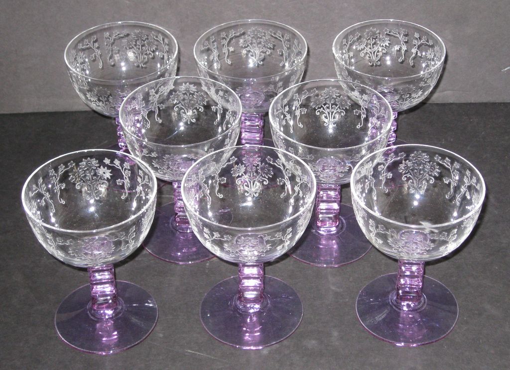 Fostoria Wisteria Champagne Glasses, set of 8 from