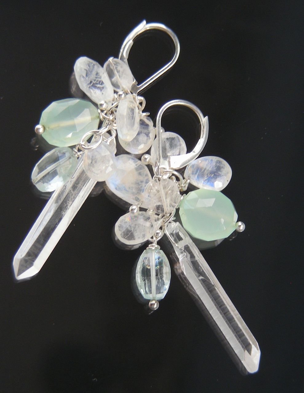 Clearance -Rock Crystal, Moonstone, Aquamarine, Chalcedony Earrings Clearance -Rock Crystal, Moonstone, Aquamarine, Chalcedony Earrings