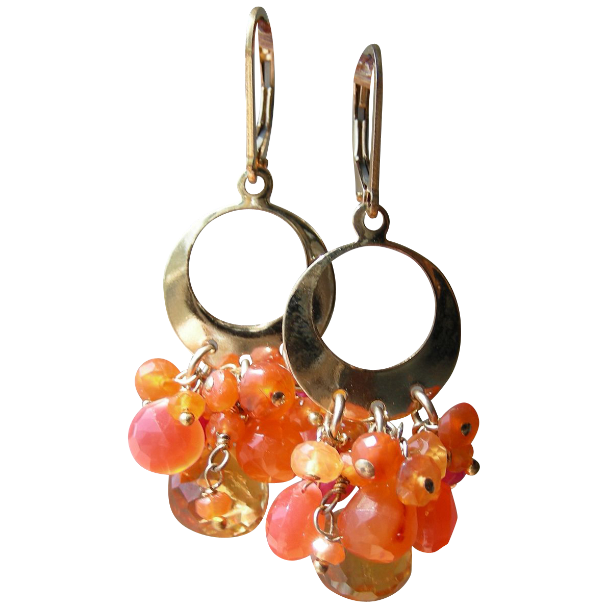 Citrine, Carnelian, Chalcedony Contemporary Earrings Citrine, Carnelian, Chalcedony Contemporary Earrings