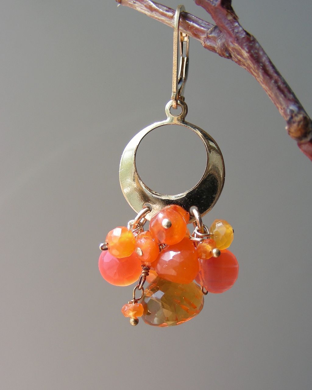 Citrine, Carnelian, Chalcedony Contemporary Earrings Citrine, Carnelian, Chalcedony Contemporary Earrings